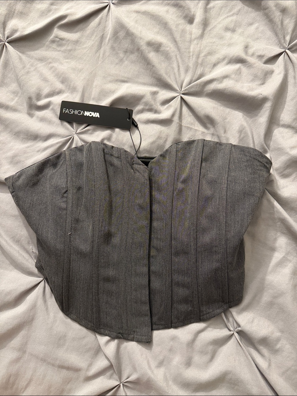 Fashion Nova Grey Structured Corset Crop Top